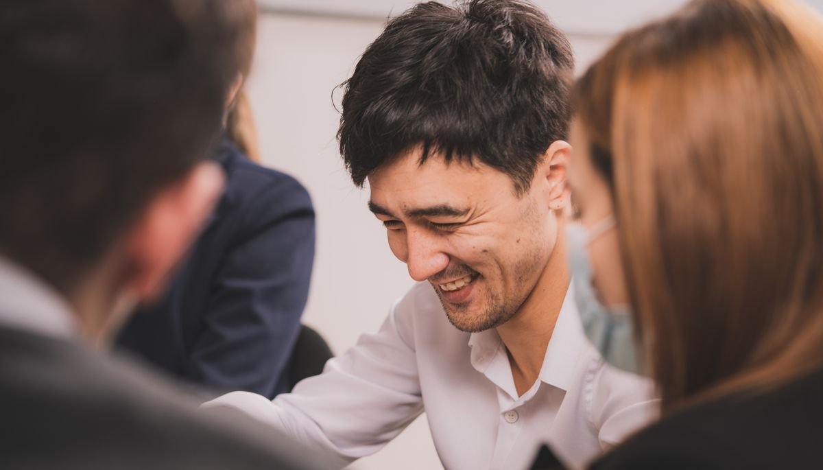 Colleagues collaborating in a meeting