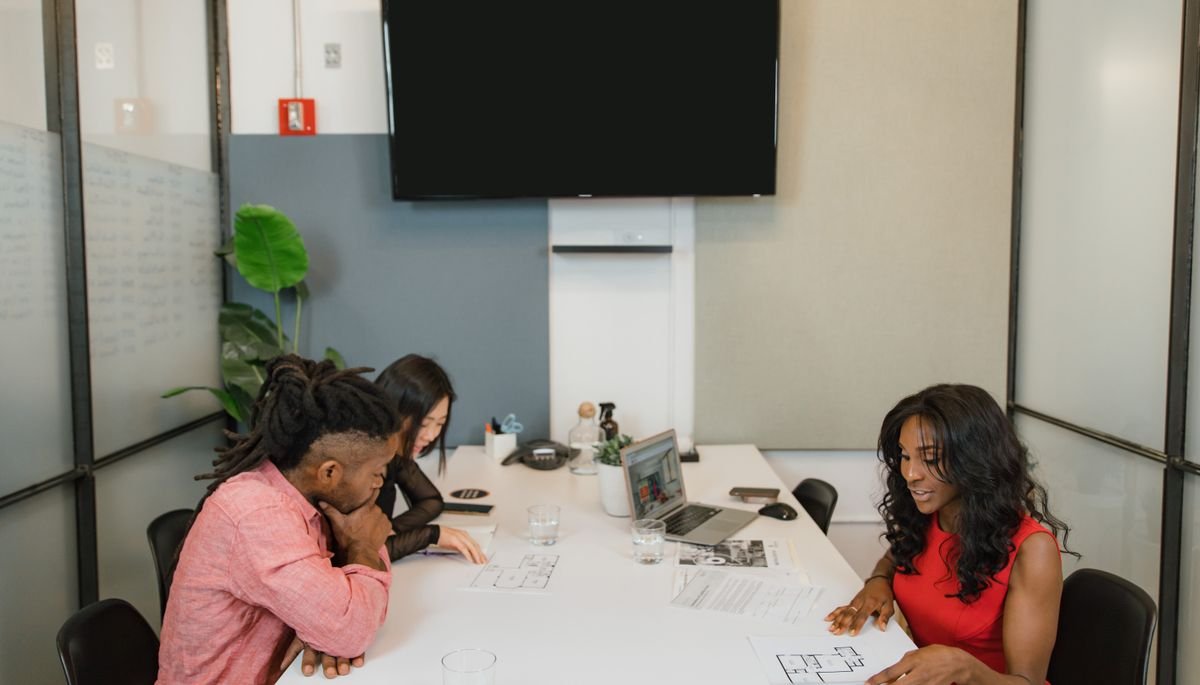 Business professionals in a modern office