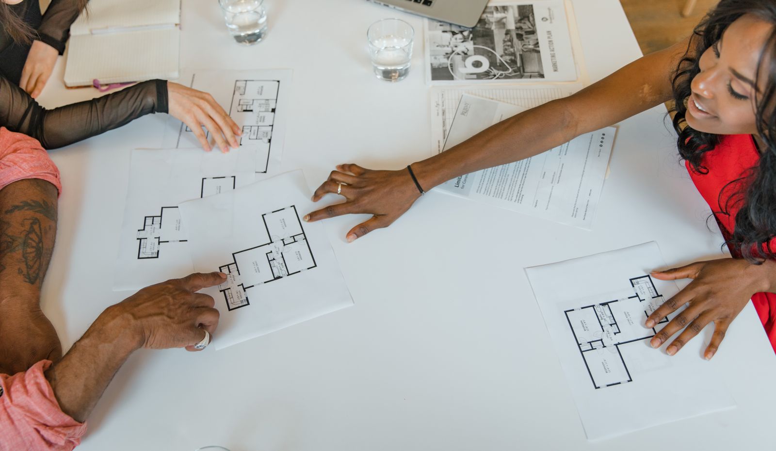 Team mapping out a business plan